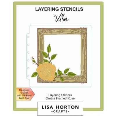 Lisa Horton Crafts Layering Stencils -  Ornate Framed Rose